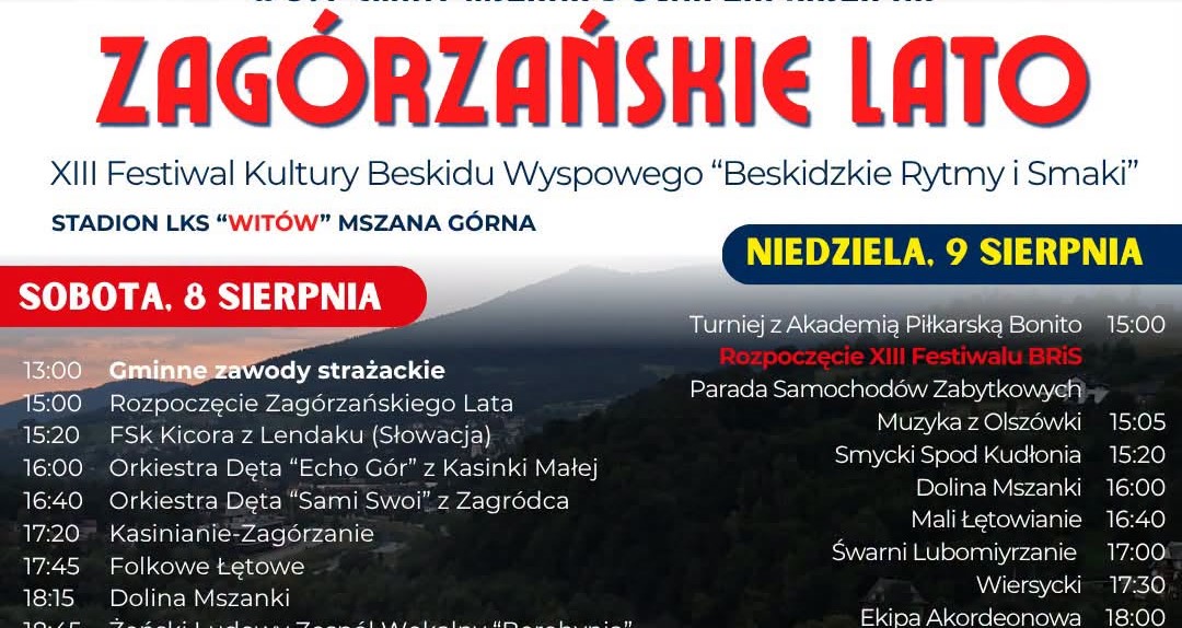 Program „Zagórzańskiego Lata” oraz „Beskidzkich Rytmów i Smaków” w Mszanie Górnej
