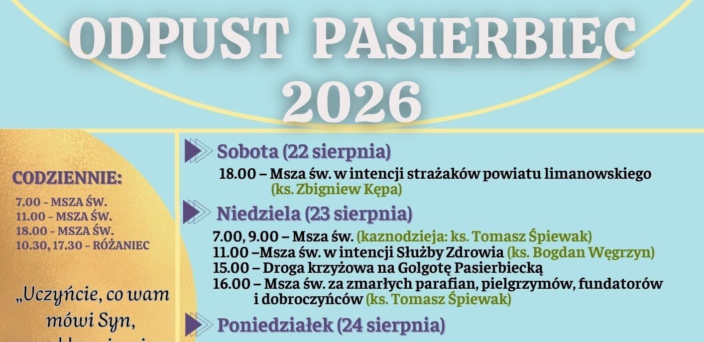 Program uroczystości odpustowych w Pasierbcu