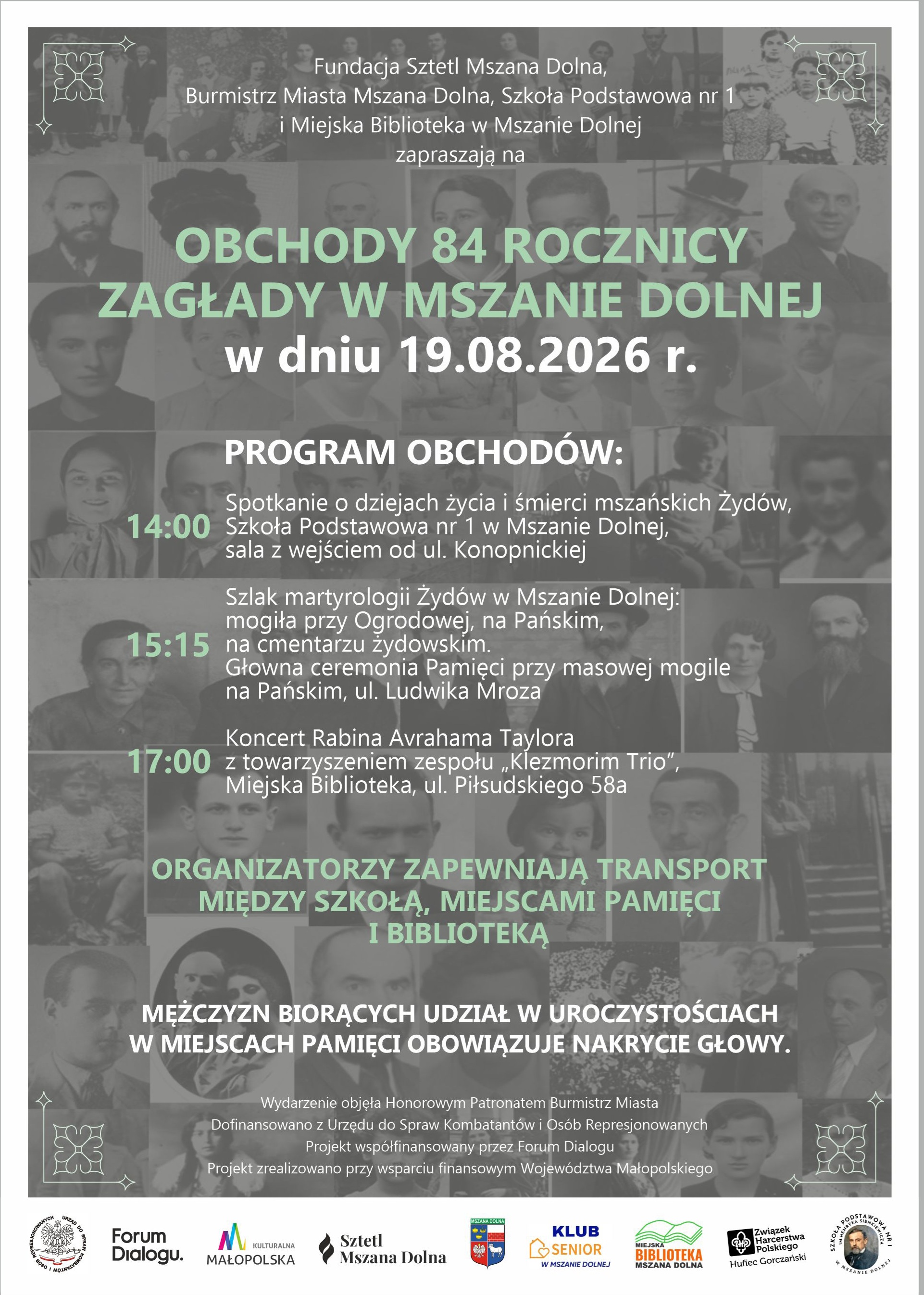 Program obchodów 84. rocznicy Zagłady Żydów w Mszanie Dolnej