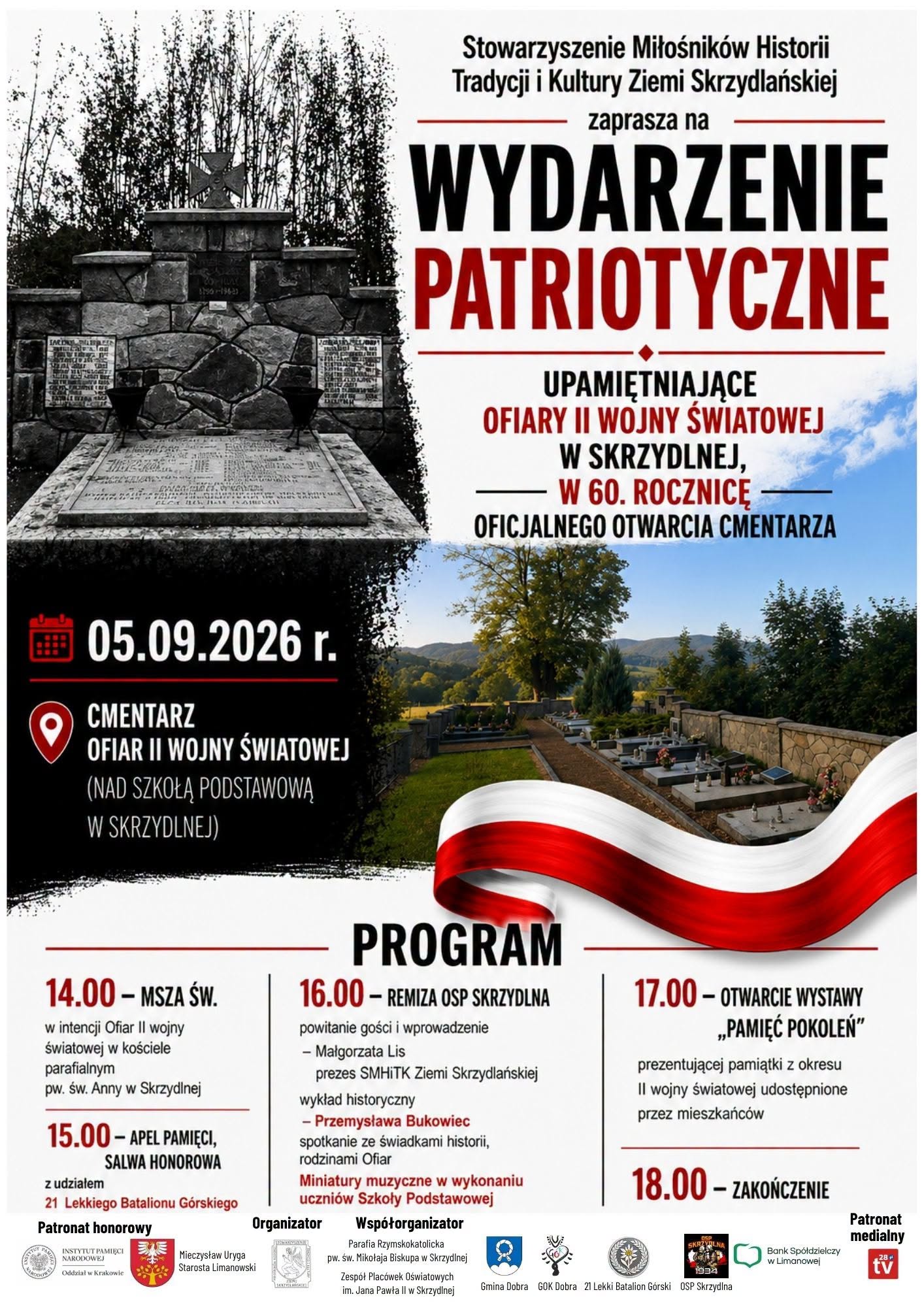 Zaproszenie na patriotyczne wydarzenie w Skrzydlnej