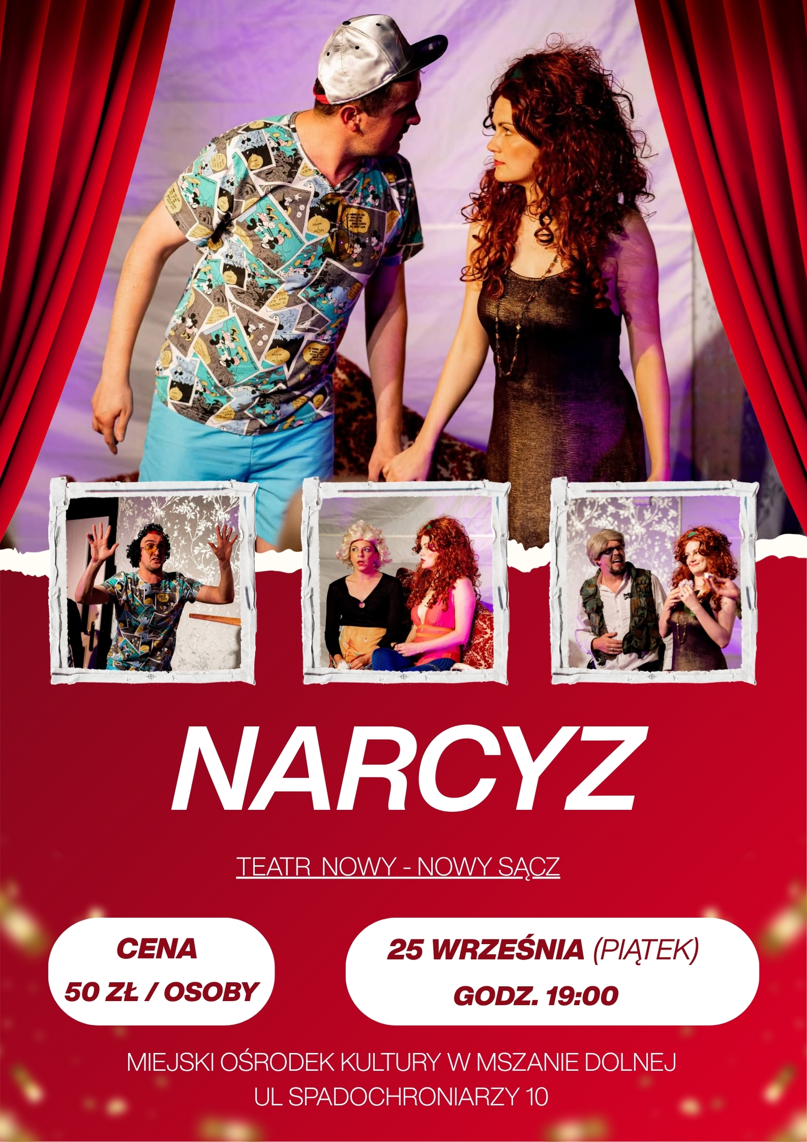 „Narcyz” na scenie Miejskiego Ośrodka Kultury w Mszanie Dolnej już w piątek. Są jeszcze wolne miejsca
