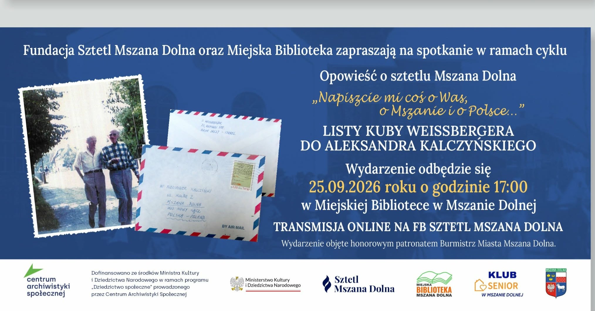 „Napiszcie mi coś o Was, o Mszanie i o Polsce…” Listy Aleksandra Kalczyńskiego i Jakuba Weissbergera