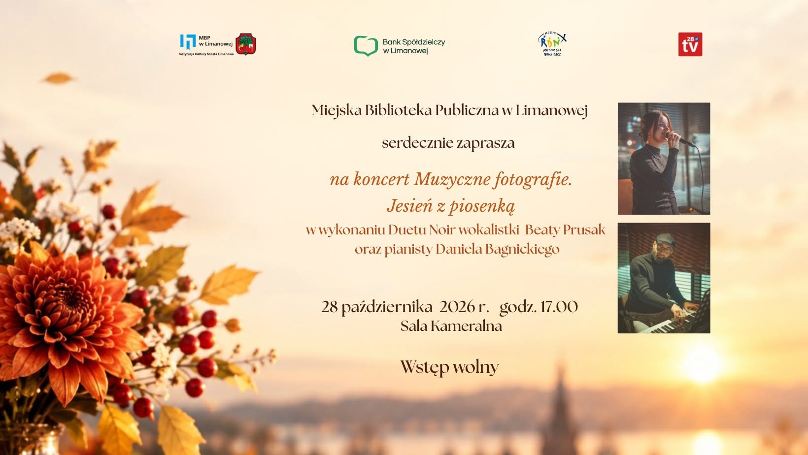 Zaproszenie na koncert „Muzyczne fotografie. Jesień z piosenką”