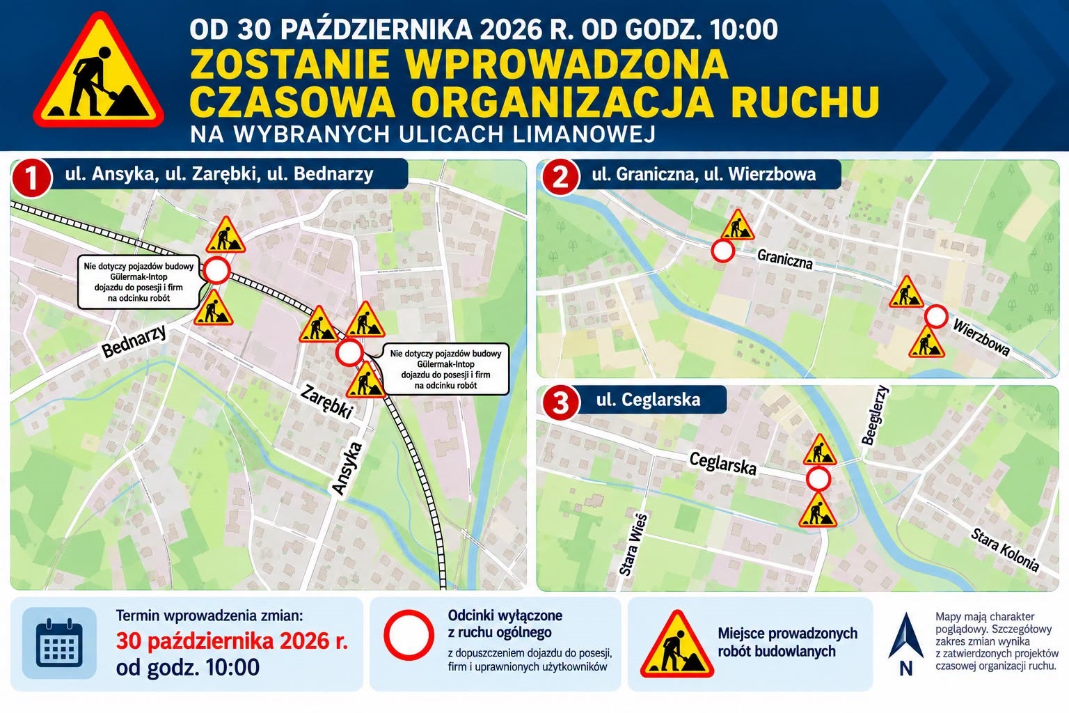 Podłęże – Piekiełko. Od piątku będzie wprowadzona czasowa organizacja ruchu na kilku ulicach w Limanowej