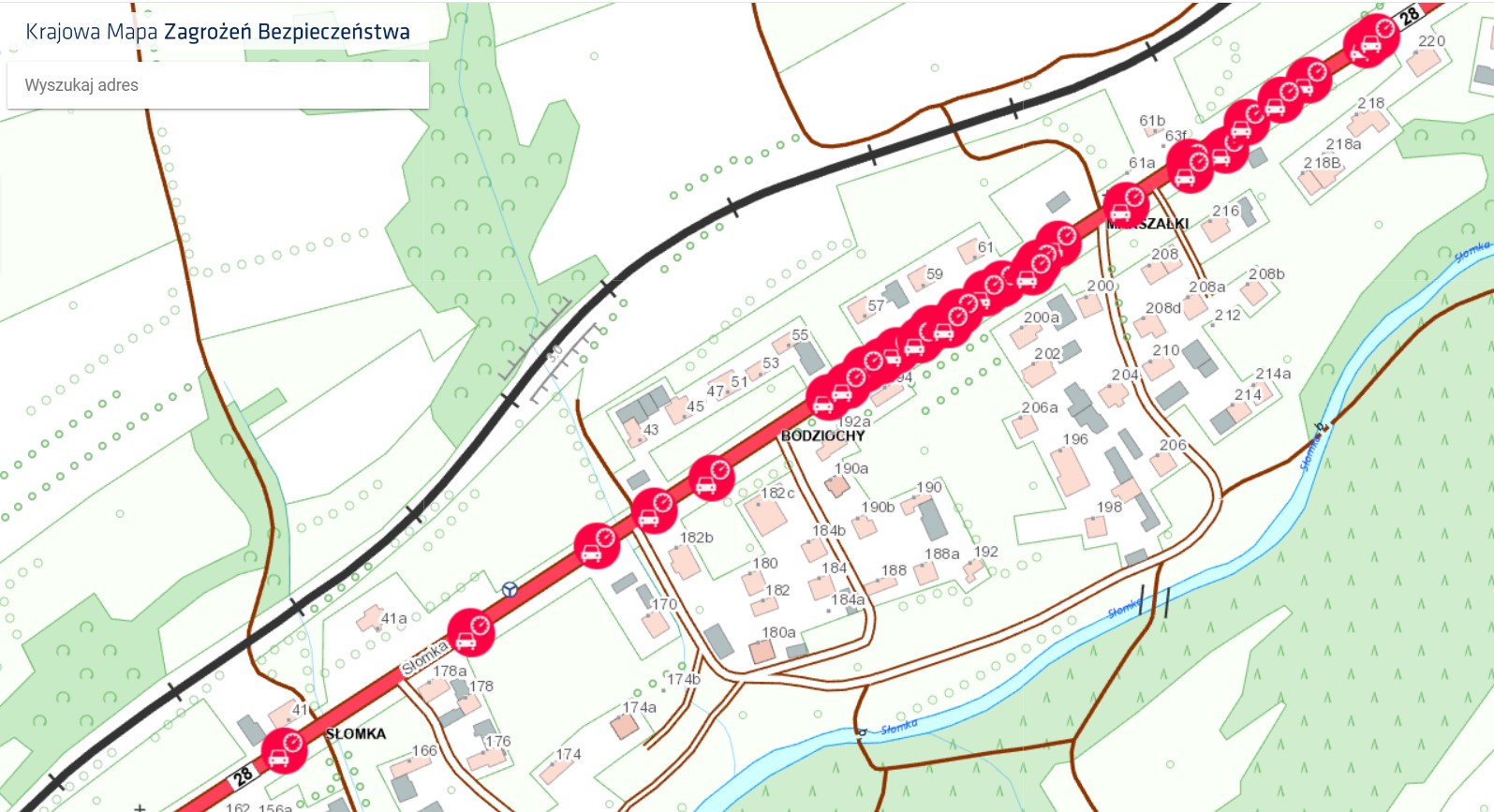 W tym miejscu Krajowa Mapa Zagrożeń zaroiła się od czerwonych punktów